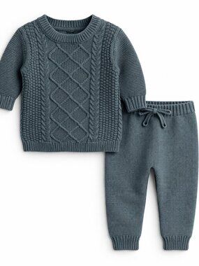 NWT Carter’s Baby Boy 2 Piece Outfit Knit Sweater Set Teal Gray